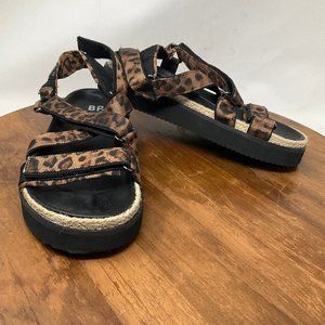 BP Women's Animal Print Slip On Velcro Espadrille Platform Shoes Size 8.5